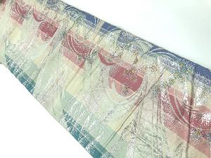 アンティーク　縞に曲線模様織出し全通袋帯（材料）